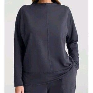 Prue Jill Womens Large French Terry Relaxed Funnel Collar Longsleeve Sweatshirt